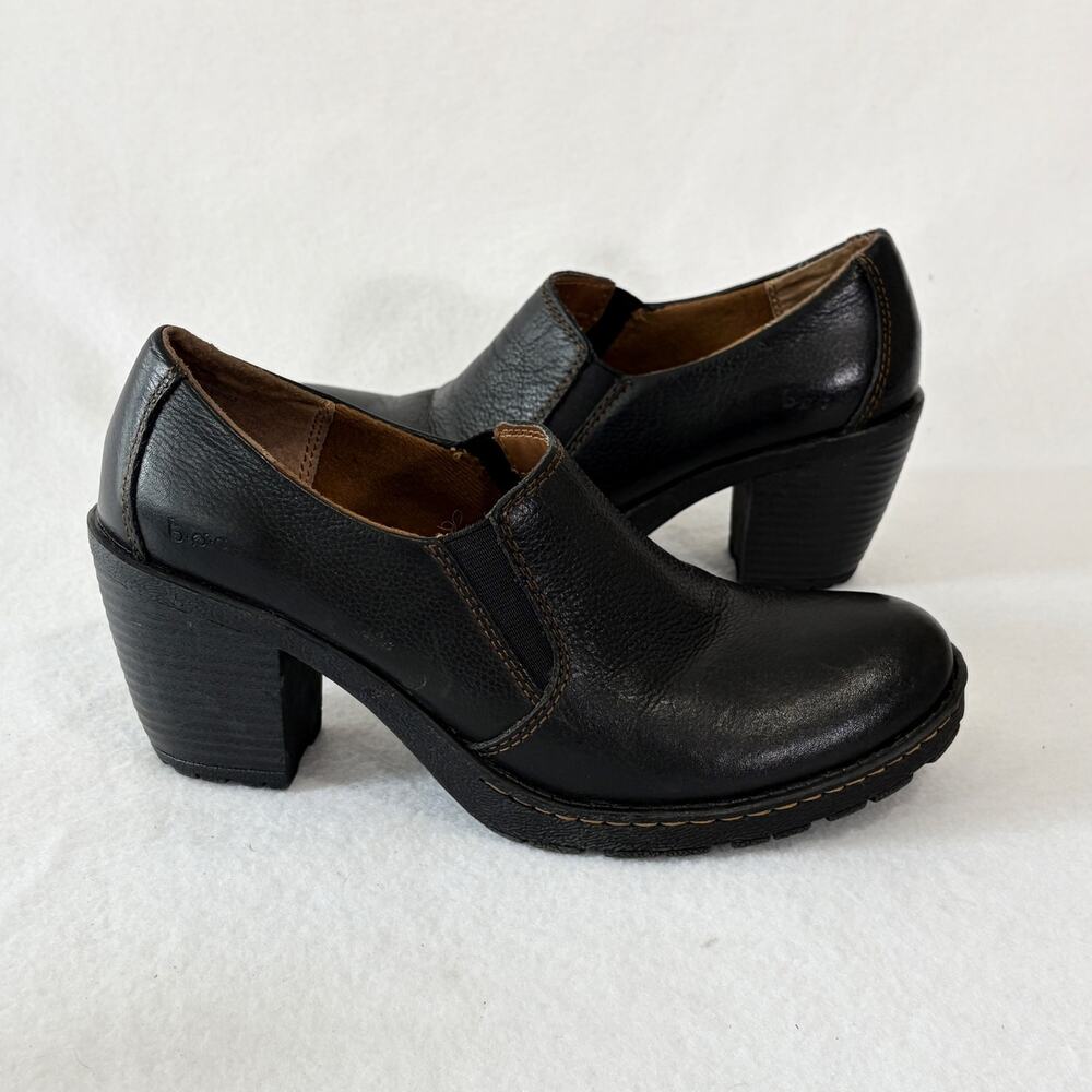 BOC Born Concept Booties Womens 8 Black Leather Kimy Ankle Heeled Boots C03603